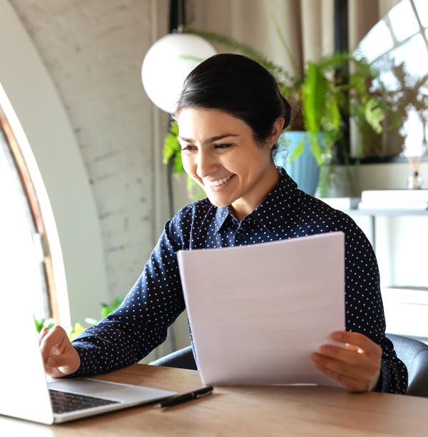 a woman working on laptop